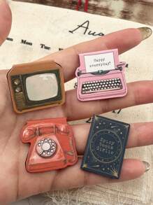 8pcs Retra Era Magnetic Bookmarks For Books, Mini Magnet Book Marker Page Clips, Vintage Cassette Telephone Typewriter, Unique Reading Gift Student Back To School