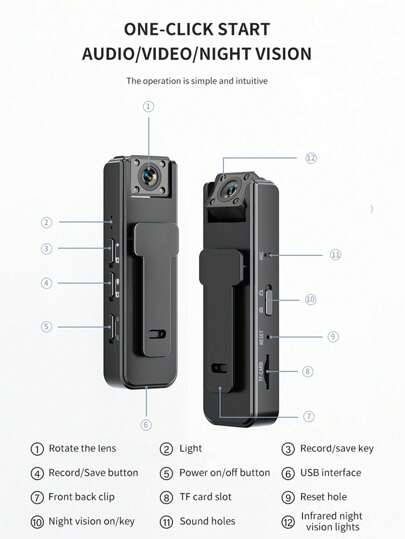 Mini Pocket Camera, 1080p FHD Sports Action Portable Small Body Rotating Outdoor Bicycle Recorder Camcorder, Cycling DV Battery Powered, Work view 7
