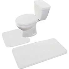 Local Delivery-Madeals Memory Foam Toilet Rug Set 3 Piece And Bathroom Mat With Toilet Lid Cover And Tank Cover Set Black - White - View 1