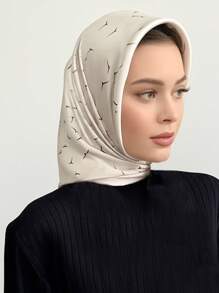 1 buc Eșarfă pătrată din mătase artificială pentru femei, cu imprimeu de pescăruși, 70 cm, talie versatilă, decor de pachet, panglică, accesoriu de păr, batistă la modă