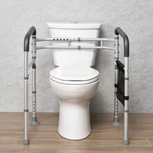 Toilet Safety Rail, 300 LBS Foldable Toilet Seat With Non-Slip Handles, Portable Versatile Toilet Handrails With Reinforced Aluminum Alloy Tube, Fit For Seniors, Pregnant Women & The Injured - 300 LBS Foldable Toilet Seat - View 9