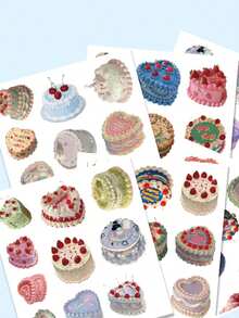 60pcs/Set Cartoon Cake Doodle Stickers For Party Decoration, Phone Case, Car, Luggage - Multicolor - View 1