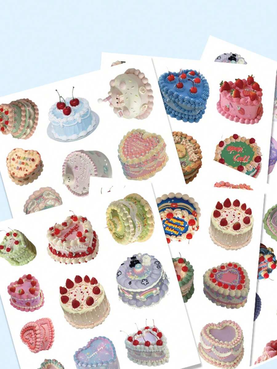 60pcs/Set Cartoon Cake Doodle Stickers For Party Decoration, Phone Case, Car, Luggage - Multicolor - View 1