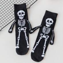 1/2/3/5 Pares de calcetines de media caña del mismo tipo para hombres y mujeres, calcetines de punto con calavera, nuevos calcetines de media caña con cajón magnético, calcetines de Halloween para hombres y mujeres, calcetines para novia, calcetines para parejas