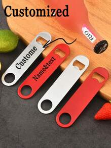 定制不锈钢扁平开瓶器 - 适用于啤酒、酒吧、餐厅和家庭使用 - 适合作为斋月、情人节、感恩节等的礼物