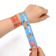 Set de 12 piezas de Anillos de snap de capibara lindo, pulseras con tema de dibujos animados para fiestas, favores decorativos y regalos de fiesta coloridos y de plástico (estilo de color aleatorio)