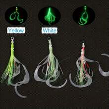 2 件装发光硅胶鱿鱼裙带辅助钩鱿鱼钩流光饵软章鱼裙饵