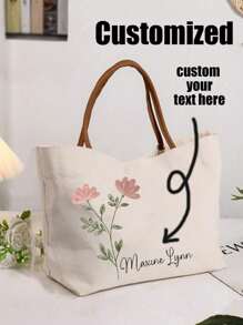 Customized Bridesmaid Beach Tote Bag - Personalized Canvas Tote Bag, Can Print Name, Great For Weddings, Bridal Parties And Travel - Ivory, Beach Bride Gift Bag, Bridesmaid Gift Tote, Cocktail/Bachelorette Party, Personalized Gift For Holidays Like Halloween, Christmas, Thanksgiving, New Year, Valentine's Day - Multicolor - View 7