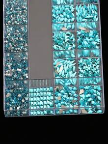 21 Grid Multi-Style Mixed Rhinestone Rhinestone Set,Lake Blue Round Rhinestones And Flat-Bottomed Special-Shaped Drills Of Different Shapes, Can Be Used For DIY Decoration, Clothing Accessories, Distribution Sticky Drill Pen - 湖藍色 - 查看 6
