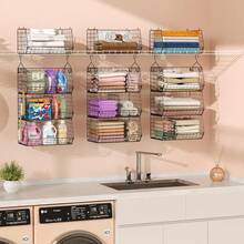 3 Tier Closet Hanging Shelves With Divider, Extra Large Closet Organizers And Storage, Clothes Hanging Organizer Clothing Sweaters Handbags Clutches Accessories - Black and White - View 8