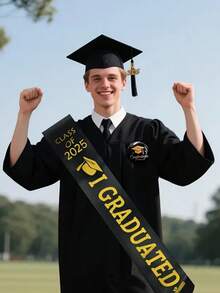 2025 Graduation, 'I Graduated' Stain Sash And Graduation Cap With 2025 Tassel Class Of 2025, One Size Fits Most, Perfect For Graduation Party Supplies - Multicolor - View 2