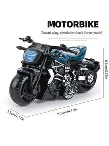 1pc Alloy Motorcycle - Metal Material - Harley Model - Ducati Model - Motorcycle Ornament - Movable - No Battery Required - Pull Back & Go - Toy Car - Birthday Gift - Christmas Gift - Perfect Gift - Presents - Toys - Multicolor - View 12