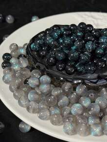 50 件梦幻春夏银河闪光圆形树脂珠，DIY 手链首饰制作用品