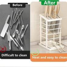 Stainless Steel Universal Knife Holder For Kitchen, Knives Storage Without Knives, Utensil Holder 8 Slots With Scissors, Sharpening Rod, Space Saver Knives Organizer