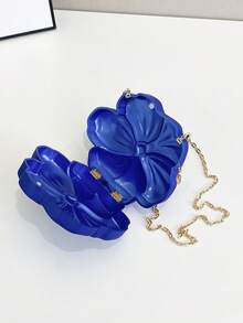 奢华闪亮 ABS 材质花形迷你手拿包手提包扣金属珠链单肩包女士派对迷人礼物，适合约会、购物、外出、通勤、日常搭配、时尚小众设计、女包、情人节礼物