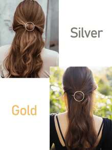 2 Peças/1 Peça/Conjunto Clipes de Cabelo Retrô Elegantes de Liga de Zinco Redonda - Clipe de Cabelo Forte e Antiderrapante para Mulheres e Meninas, Presilhas de Estilo Francês para Coque/Coque, Dourado e Prata (Para Cabelo Fino/Grosso)