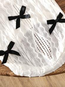 Vestido transpirable para mascotas con decoración de moño 3D lindo, para gatos y perros pequeños - Blanco - Ver 5