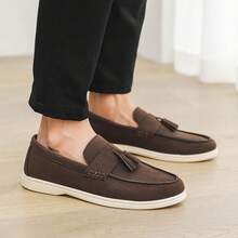 Men's Casual Slip-On Loafers With Tassels, Slouchy Slip-On Moccasins, Lightweight & Comfortable Driving Shoes