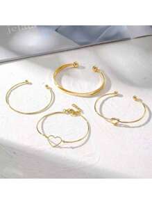 Conjunto de 4 pulseiras versáteis com nó de coração e moda minimalista, adequadas para uso diário