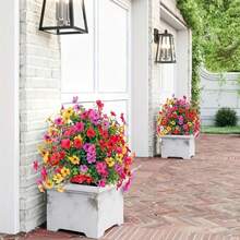 仿真直插植物花带地钉，适用于春夏季户外装饰，仿真丝绸雏菊桉树花逼真，抗紫外线，适用于门廊家居室内露台阳台庭院装饰仿真树