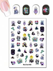 Disney Adesivi per unghie con trasferimento d'acqua a tema Ognissanti , con motivi di Stitch, , zucche e principesse, per arte di unghie e cosplay Ognissanti