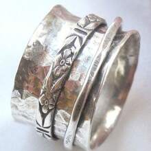 1 chiếc nhẫn cá nhân hóa phong cách Boho thanh lịch dành cho nữ, thiết kế dây bản rộng mạ bạc đẹp mắt, thích hợp làm quà tặng, đeo hàng ngày, trang sức tinh tế, hoàn hảo cho Giáng sinh, Ngày của Mẹ - Bạc - Xem 3