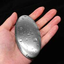 Ueasy Barra de jabón de acero inoxidable quitaolores para la cocina, para eliminar olores de cebolla, pescado y ajo. Jabón portátil con estuche (1 pieza de óvalo con base) - A - Ver 1