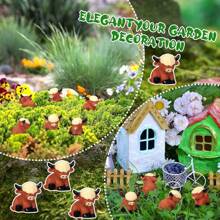5/25/50/100Pcs Mini Highland Cow Figurine Cute Highland Cow Statues Decor Handmade Resin Sculpture Ornament For Decorations Home Bathroom Kitchen Garden Office Desk Miniature Moss Landscape