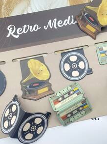 8pcs Retra Era Magnetic Bookmarks For Books, Mini Magnet Book Marker Page Clips, Vintage Cassette Telephone Typewriter, Unique Reading Gift Student Back To School