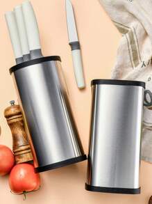 Stainless Steel Universal Knife Holder, Detachable, Easy To Clean, No Groove Knife Holder Storage Kitchen Counter, With Scissors And Sharpening Rod Storage Port