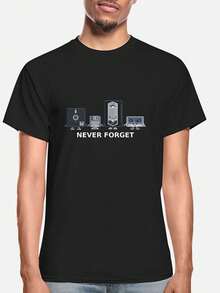 Never Forget Old Technology-6590 Funny Men's Short Sleeve Graphic T-Shirt Collection  Black - màu đen - Xem 1