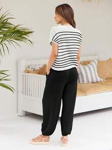 2 Piece Knit Sets Women Sweatsuit Sets - Stripes Black - View 5