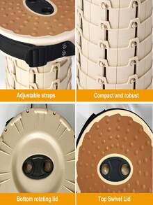 1pc Ultra Comfortable Portable Folding Stool PU Cushion - 12 Levels Height Adjustable, 500lbs Load Capacity, Great For Camping, Fishing, Expo, Hiking And Barbecuing