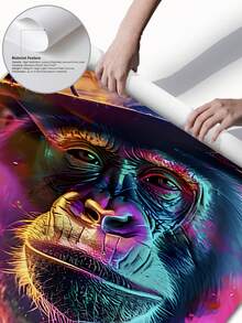 1/3 件，可选框架，赛博朋克风格，猴子帆布墙艺术装饰，动物主题，带框架的墙壁艺术，适用于卧室、浴室、房间和家居装饰。