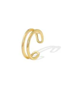 Charm-In 1 Stück 18 Karat vergoldeter messing einfacher C-förmiger glatter Ring / Welpen Muster Ring / Schmetterling Muster Ring, Geschenk