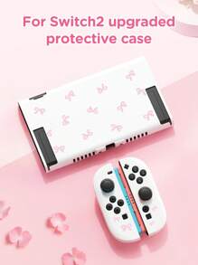1 Stück rosa Schleifendesign 2. Generation Konsolen Zubehör, Schutzhülle kompatibel mit Switch 2(2025)/Switch NS/Switch OLED, Joy-Con Controller Abdeckung, perfektes Geschenk für Switch Spieler