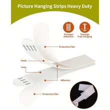 24-Pack Large Picture Hanging Strips - No-Tool Damage-Free Wall Hooks, Strong Adhesive White Tape For Home & Office Decor, Easy Installation On Smooth Surfaces, Toolfree Hanging | Refined Design | Noresidue Left, Hanging Photo Display - White - View 9
