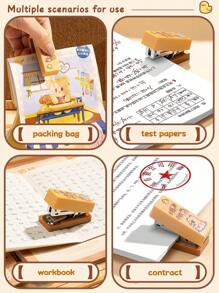 1 pieza Grapadora de Capibara con 400 grapas, herramienta de encuadernación portátil de diseño de panda de dibujos animados, accesorios de mesa, útiles escolares y de oficina, recompensa para estudiantes, de vuelta a la escuela