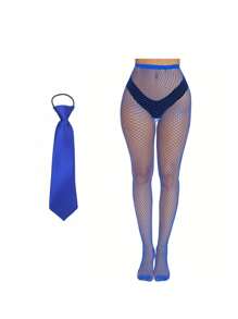 2 PIEZAS Un par de calcetines de red elegantes para mujer combinados con un lazo corto. Esta combinación sirve como una opción ideal para varias ocasiones, incluyendo la temporada de regreso a clases, fiestas, festivales de música de los años 80 y el Día de San Valentín. Halloween