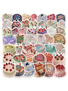 60pcs/Set Cartoon Cake Doodle Stickers For Party Decoration, Phone Case, Car, Luggage - Multicolor - View 4