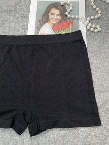 1件大尺碼女款黑色無縫內褲，彈性透氣舒適基本款短褲，大尺碼女款透氣四角內褲 - 黑色 - 查看 7