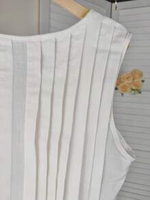 Wixra 女士无袖系带褶皱亚麻衬衫，时尚春夏设计