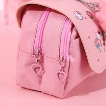 Sanrio 1pc Sanrio Pencil Case, Large Capacity Hello Kitty Stationery Bag, Multifunctional, Dual-Zipper, Handheld Pen Pouch, Stress Relief Pencil Case, Stationery Box Cosmetic Bag, Large Capacity Storage Bag, Student Pencil Case, School & Daily Use, Back To School Gift, Award