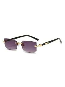 Colorful Square Fashion Glasses For Men, Narrow Frameless Fashion Glasses, Suitable For Summer Sun Protection, Beach Vacation, Outdoor Sports, Party, Self-Driving, Fishing, Cycling, Shopping And Taking Photos Accessories Back To School Fashionable Preppy School Look