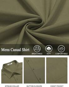 Mens Casual Linen Shirt Short Sleeve Button Down Shirt Summer Beach Shirts With Pockethalloween - xanh quân đội - Xem 7