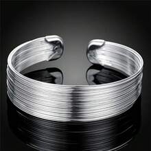 时尚女性最爱 925 纯银镀层开口手镯手链饰品复古链条袖口女士礼物