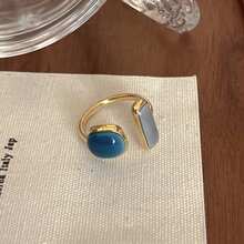 1pc Fashionable Green Cubic Zirconia Inlaid Rectangular Open Adjustable Ring, Versatile & Suitable For Women Daily, Party, Travel Wear - Green - View 5