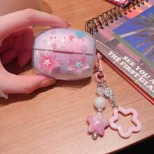 Estuche transparente con estrellas de colores brillantes para auriculares Oppo R3/R2, Estuche protector para auriculares inalámbricos Bluetooth Oppo Air/Air2/Air3, Funda blanda y a prueba de golpes con colgante para Enco Air4Pro/Air2i/3i, diseño creativo femenino