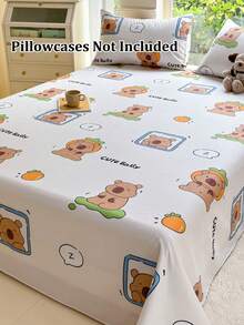 1pc Cartoon Printed Bedsheet, Soft Comfortable Mattress Protector, Kids Cartoon Geometric Bedding Set, Heart Pattern Bedding Set, Home Decor, Fits Twin/Full/Queen/King Size Beds, Suitable For Mother's Day Gift, Machine Washable - YSX-cartoon Printed Single Bed Sheet - View 12