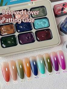 9 Colors Patting Glue Smudge Canned High Saturation Popular Semi-Solid Nail Polish Glue Nail Salon Special For Summer - 彩色 - 查看 2